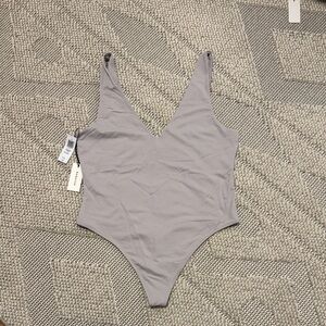 Babaton Opal Gray V-Neck Bodysuit